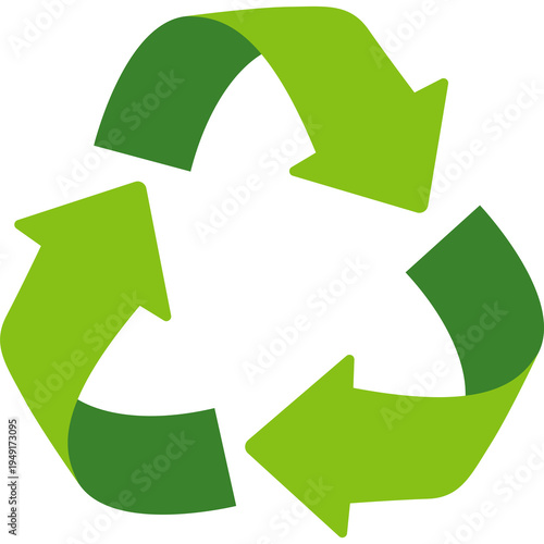 Green Recycling Symbol Environmental Icon Isolated on White Background