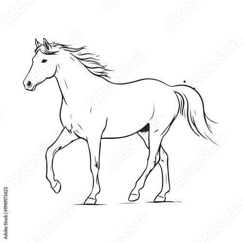 A horse's head with its mane blowing in the wind