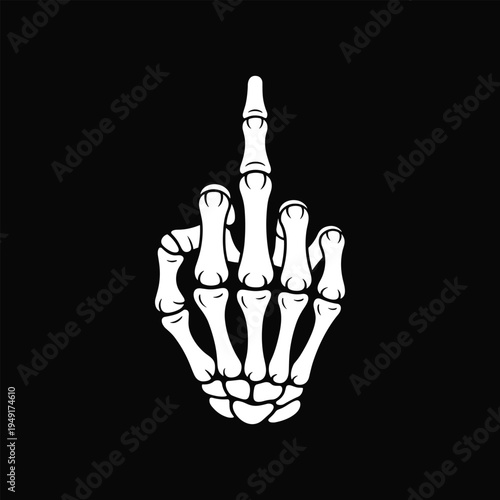 Skeleton hand giving the finger