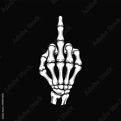 A skeleton hand giving the middle finger
