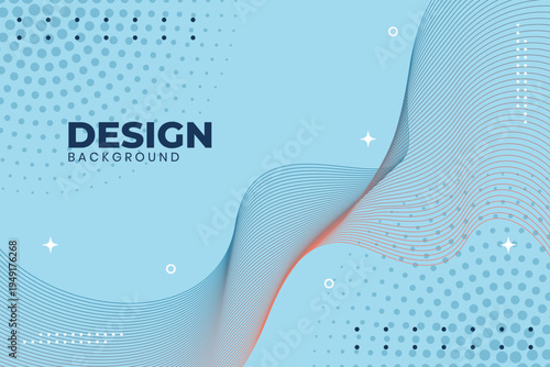 Soft waves curl across a pastel blue canvas