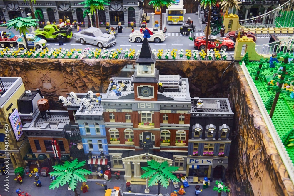 Naklejka premium Moscow, Russia. - June 23, 2025: Lego construction kit, old models. Collection of the famous toy series