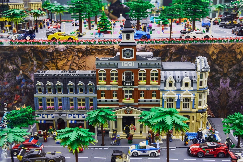 Naklejka premium Moscow, Russia. - June 23, 2025: Lego construction kit, old models. Collection of the famous toy series