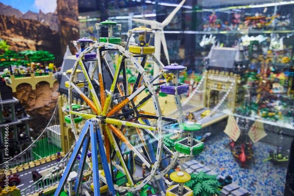 Naklejka premium Moscow, Russia. - June 23, 2025: Lego construction kit, old models. Collection of the famous toy series