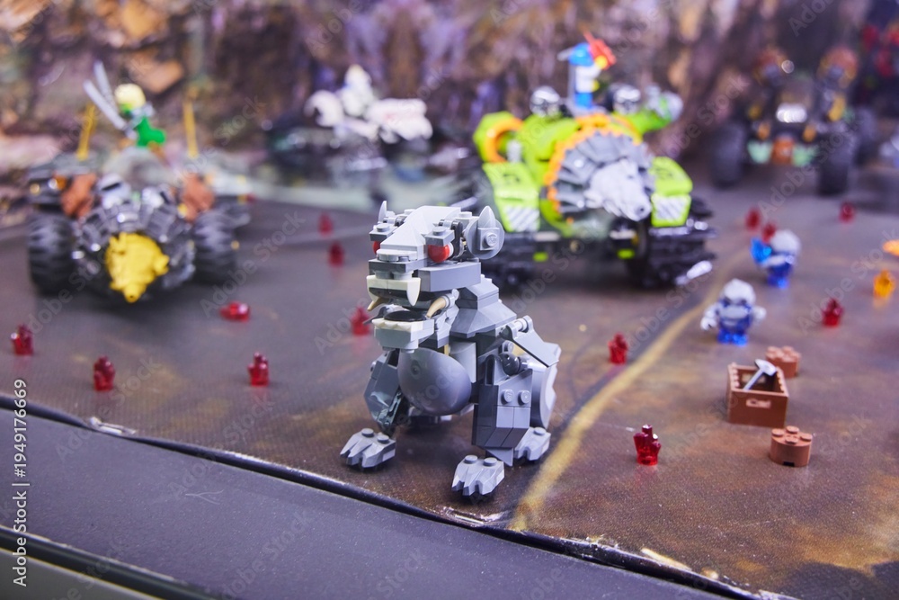 Obraz premium Moscow, Russia. - June 23, 2025: Lego construction kit, old models. Collection of the famous toy series