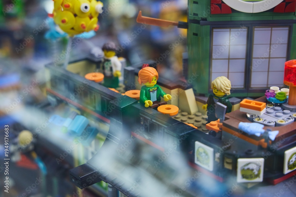 Naklejka premium Moscow, Russia. - June 23, 2025: Lego construction kit, old models. Collection of the famous toy series