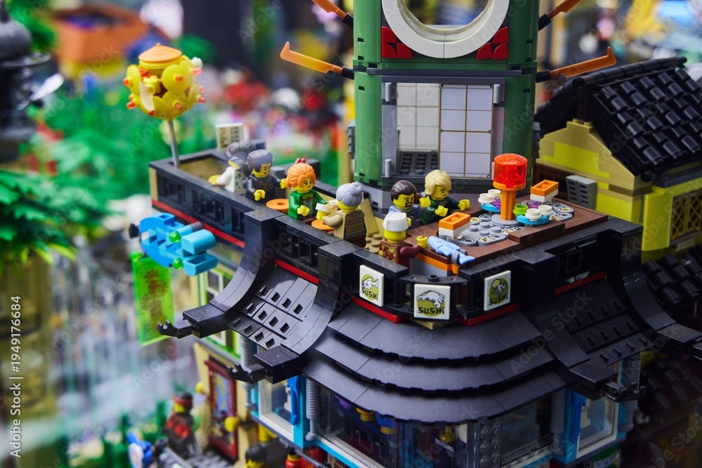 Obraz premium Moscow, Russia. - June 23, 2025: Lego construction kit, old models. Collection of the famous toy series