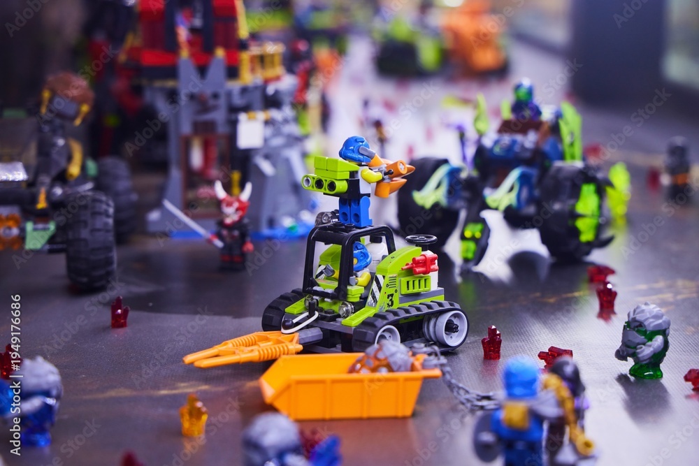 Obraz premium Moscow, Russia. - June 23, 2025: Lego construction kit, old models. Collection of the famous toy series