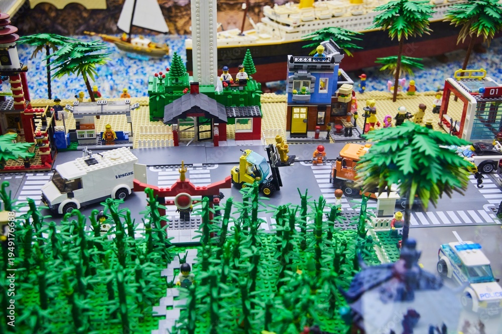 Obraz premium Moscow, Russia. - June 23, 2025: Lego construction kit, old models. Collection of the famous toy series