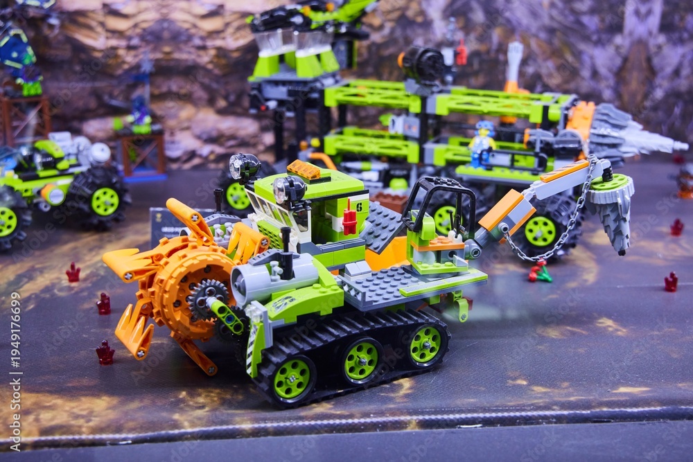 Naklejka premium Moscow, Russia. - June 23, 2025: Lego construction kit, old models. Collection of the famous toy series