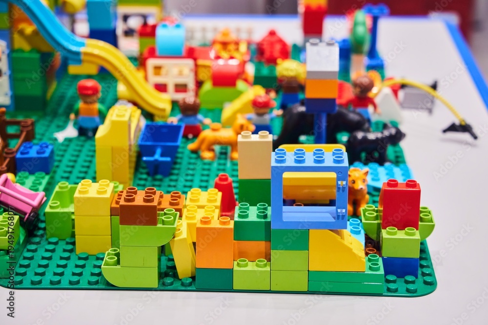 Obraz premium Moscow, Russia. - June 23, 2025: Lego construction kit, old models. Collection of the famous toy series