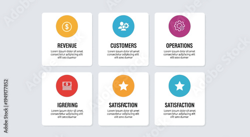 Business concepts with icons and text blocks.