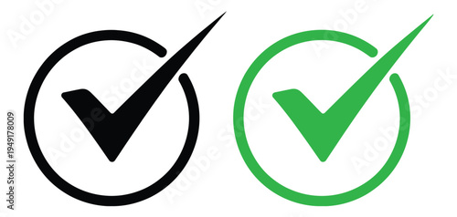 Checkmark icon green and black approval verification success symbol