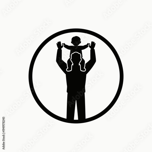 Father Carrying Child on Shoulders Silhouette – Parenting and Family Love Icon