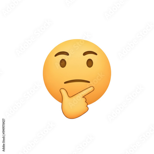 Thinking face emoji with puzzled expression isolated on transparent background
