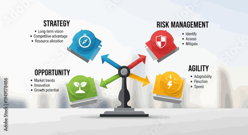 Business Strategy Risk Management Opportunity Agility Concept Wheel.