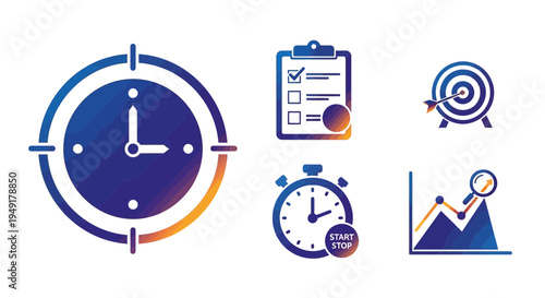 Collection of Business and Time Management Icons.