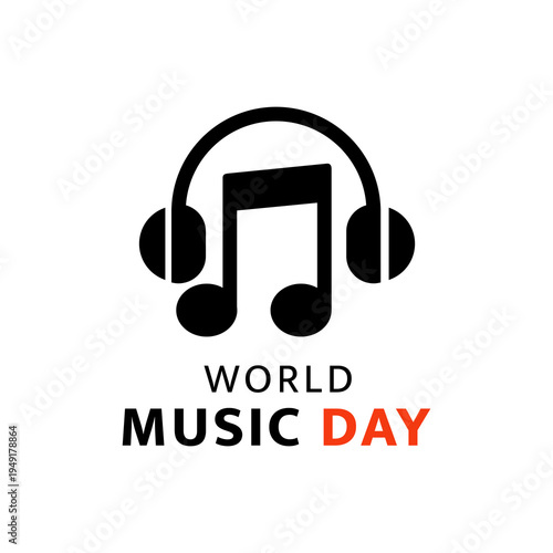 World music day modern minimalist logo design vector