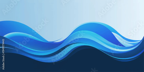 Abstract blue wave background featuring a flowing vector design with light curved lines and motion patterns for a professional business backdrop or ocean water illustration
