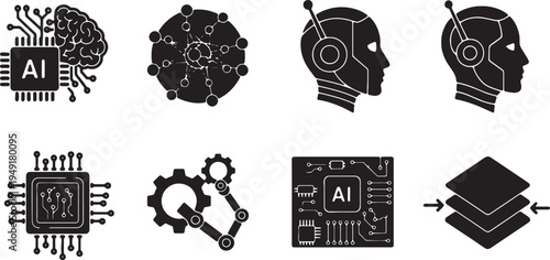 Modern concepts illustration combining artificial intelligence and technology elements