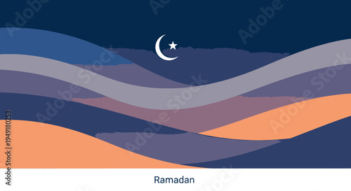 Ramadan background with crescent moon.