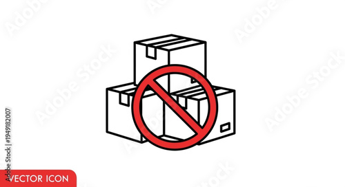 Shipping boxes with a red prohibition sign symbol.
