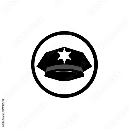 Police service hat icon on white background
