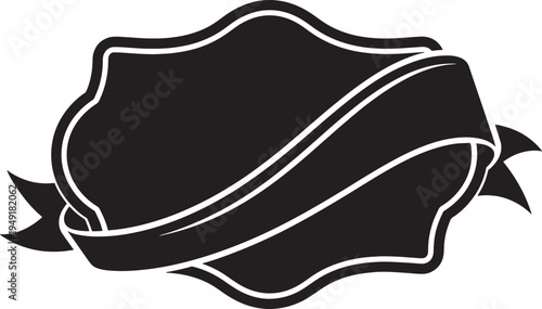 Black ribbon banner with white outline
