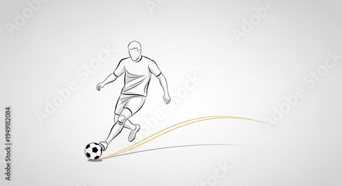 Sketch of a soccer player dribbling a ball.