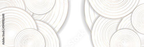 White background with golden circles. modern background. vector illustration. eps 10. Minimal geometric white light background abstract design. Business presentation 