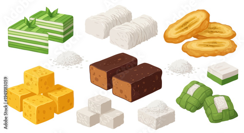 Delicious Assortment of Sweet Desserts and Snacks, Vector Art