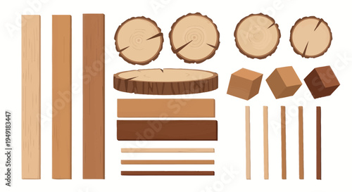 Wood Elements: Logs, Planks, Cubes, Sticks