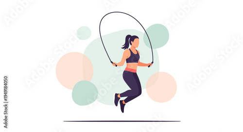 Athletic woman in sportswear exercising with a skipping rope 1.