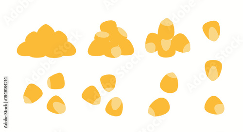 Flat Vector Illustration of Corn Kernels, Food Ingredient
