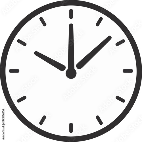 Round Wall Clock Silhouette Icon Minimal Home Time Symbol Vector