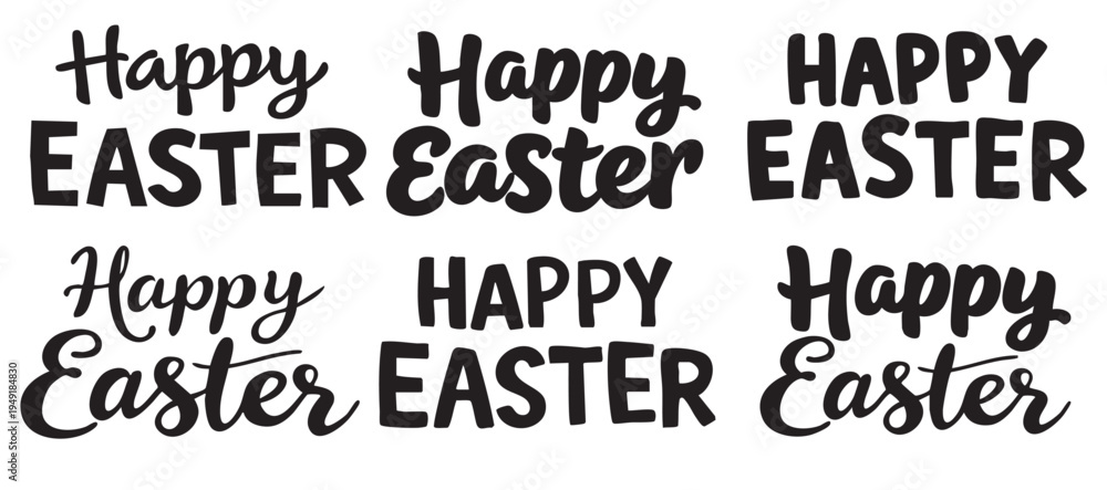 Obraz premium Happy Easter lettering set Black and white 