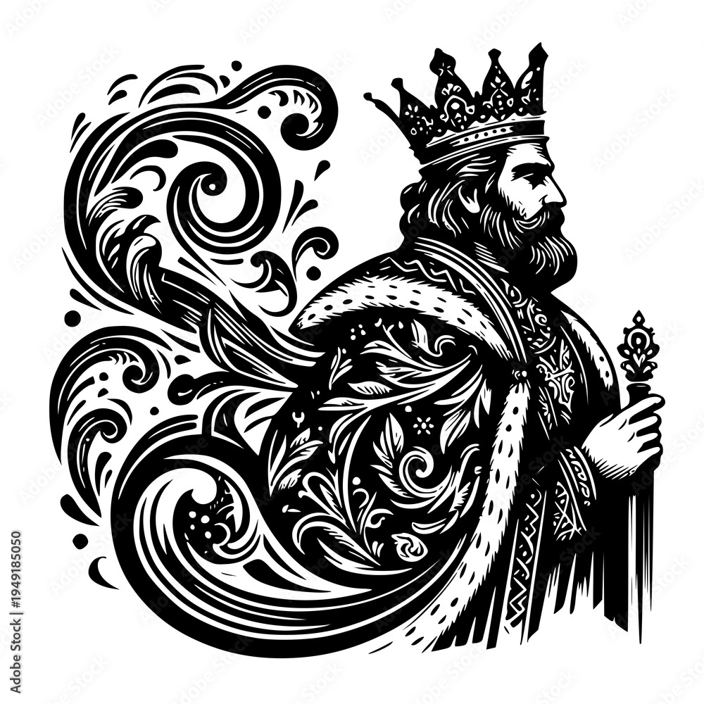 Fototapeta premium Vector illustration of a king kaisar , silhouette of a king kaisar 