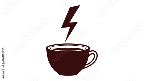 Energizing Brew: A stylized depiction of a coffee cup paired with a lightning bolt symbol, representing the invigorating effects of a morning brew.