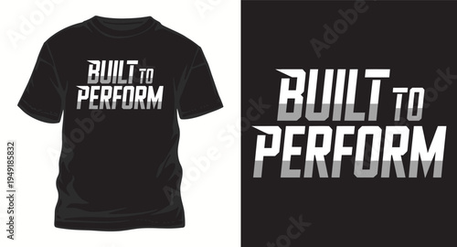 Built to perform typography design with futuristic metallic effect for gym and athletic apparel