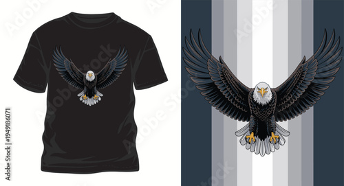 Eagle with outstretched wings t-shirt design, patriotic symbol