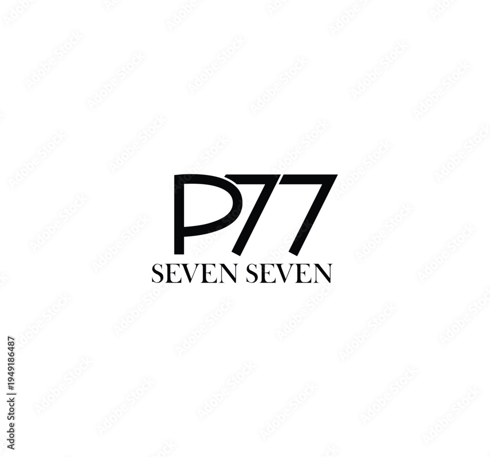 Fototapeta premium P77 Seven Seven Minimalist Black Logo Design on White Background
