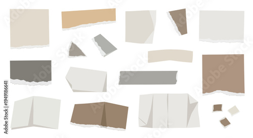 Torn Paper Pieces, Notes, Swatches - Vector Graphics