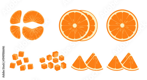 Assorted Orange Slices and Cubes - Healthy Food  Drink Vector