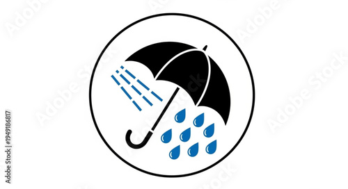 Umbrella protecting from heavy rain icon symbol.