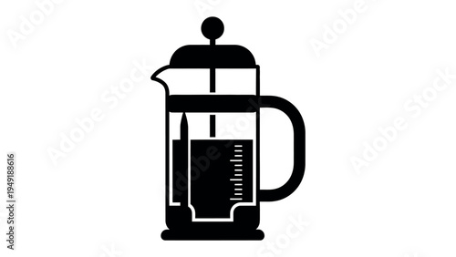 French Press Coffee Silhouette: A minimalistic representation of a French press coffee maker, showcasing its sleek design.