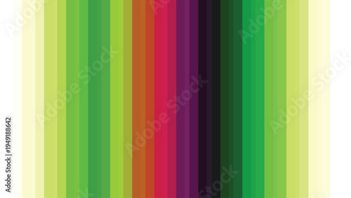 Vibrant vertical striped background vector with a gradient of bright green, yellow, red, purple, and dark green hues, ideal for modern digital design, web banners, and creative presentations