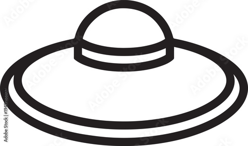 Hand Drawn Woman Hat Black and White Illustration in Minimal Line Art Style Design