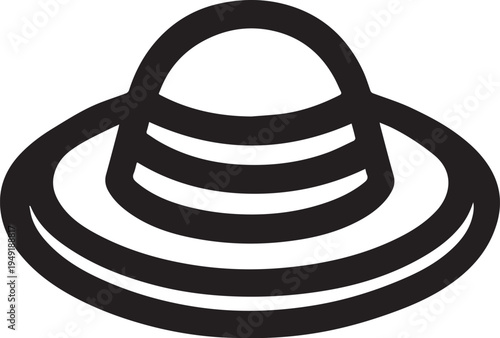 Hand Drawn Woman Hat Black and White Illustration in Minimal Line Art Style Design