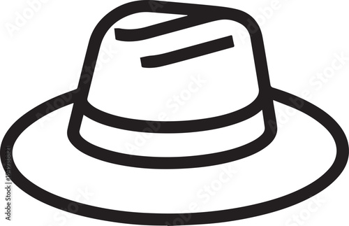 Hand Drawn Woman Hat Black and White Illustration in Minimal Line Art Style Design