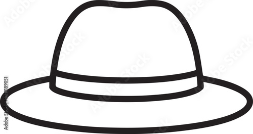 Hand Drawn Woman Hat Black and White Illustration in Minimal Line Art Style Design